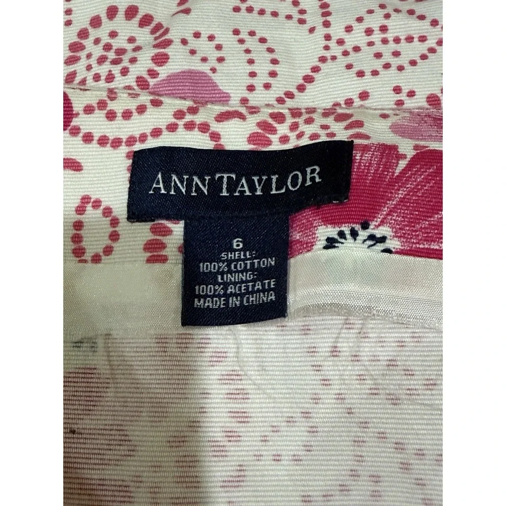 Ann‎ Taylor Skirt Size 6 Floral Print Straight Pencil Career Pink White